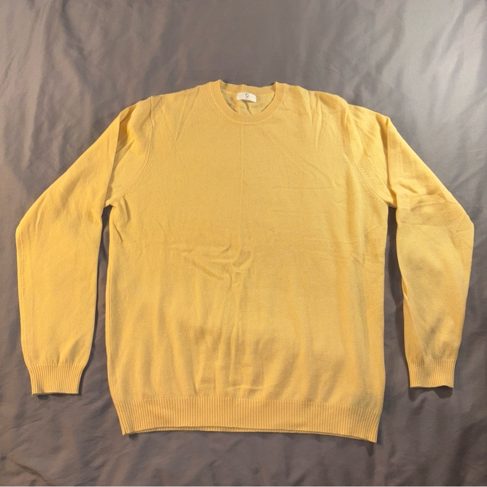 Apt. 9 Men's 100% Cashmere Sweater Soft Preppy Butter Yellow Grandpa Sz L Unisex
